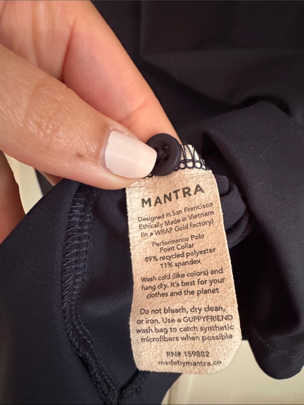 Mantra Navy Polo with Floral Trim - Picture 4 of 5